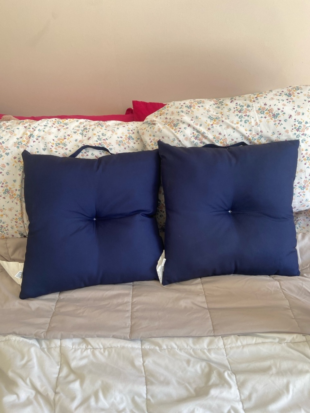 Outdoor Navy Blue Striped Accent Pillow Set of Two - Picture 3 of 3